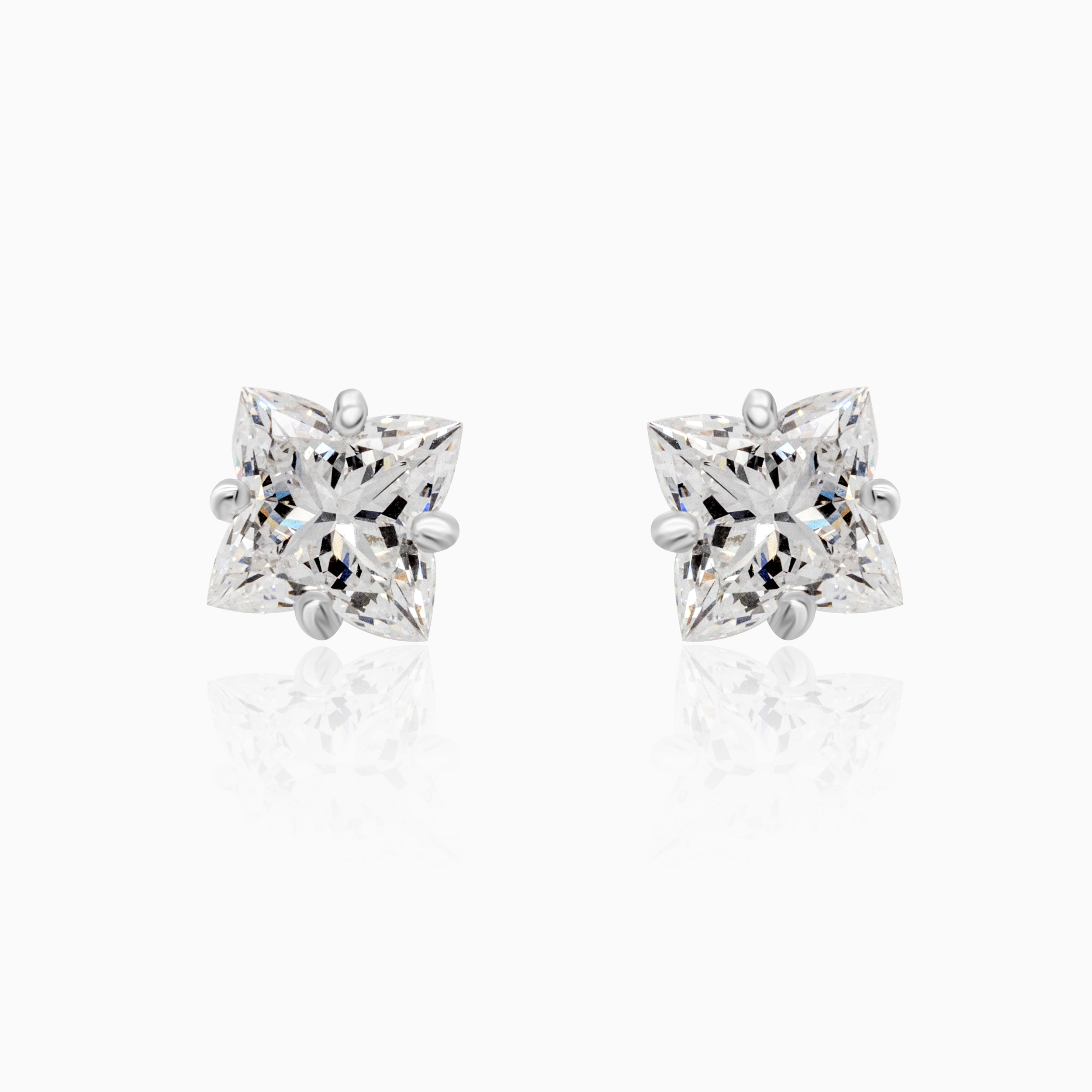 8.00mm Lab-Grown Lili-Cut Diamond Stud Earrings, 14k White Gold