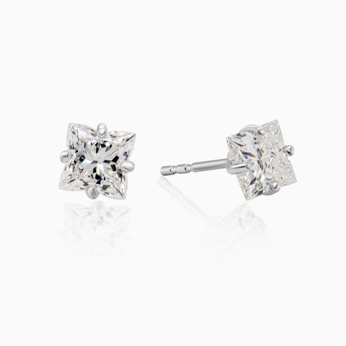 8.00mm Lab-Grown Lili-Cut Diamond Stud Earrings, 14k White Gold