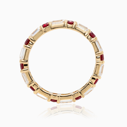 Mozambique Ruby & Lab-created Diamond Eternity Band, 14k Yellow Gold