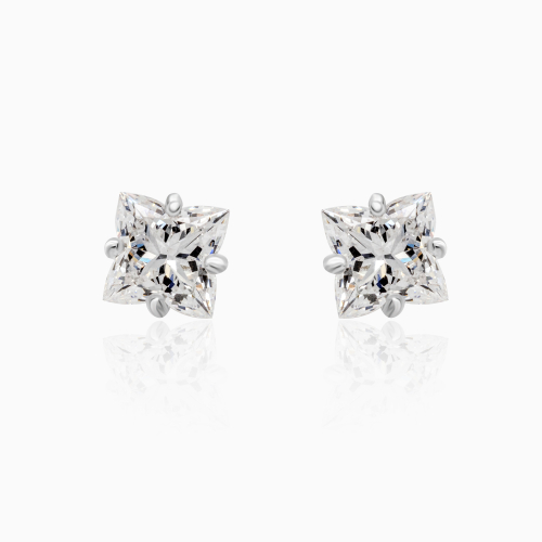 8.00mm Lab-Grown Lili-Cut Diamond Stud Earrings, 14k White Gold