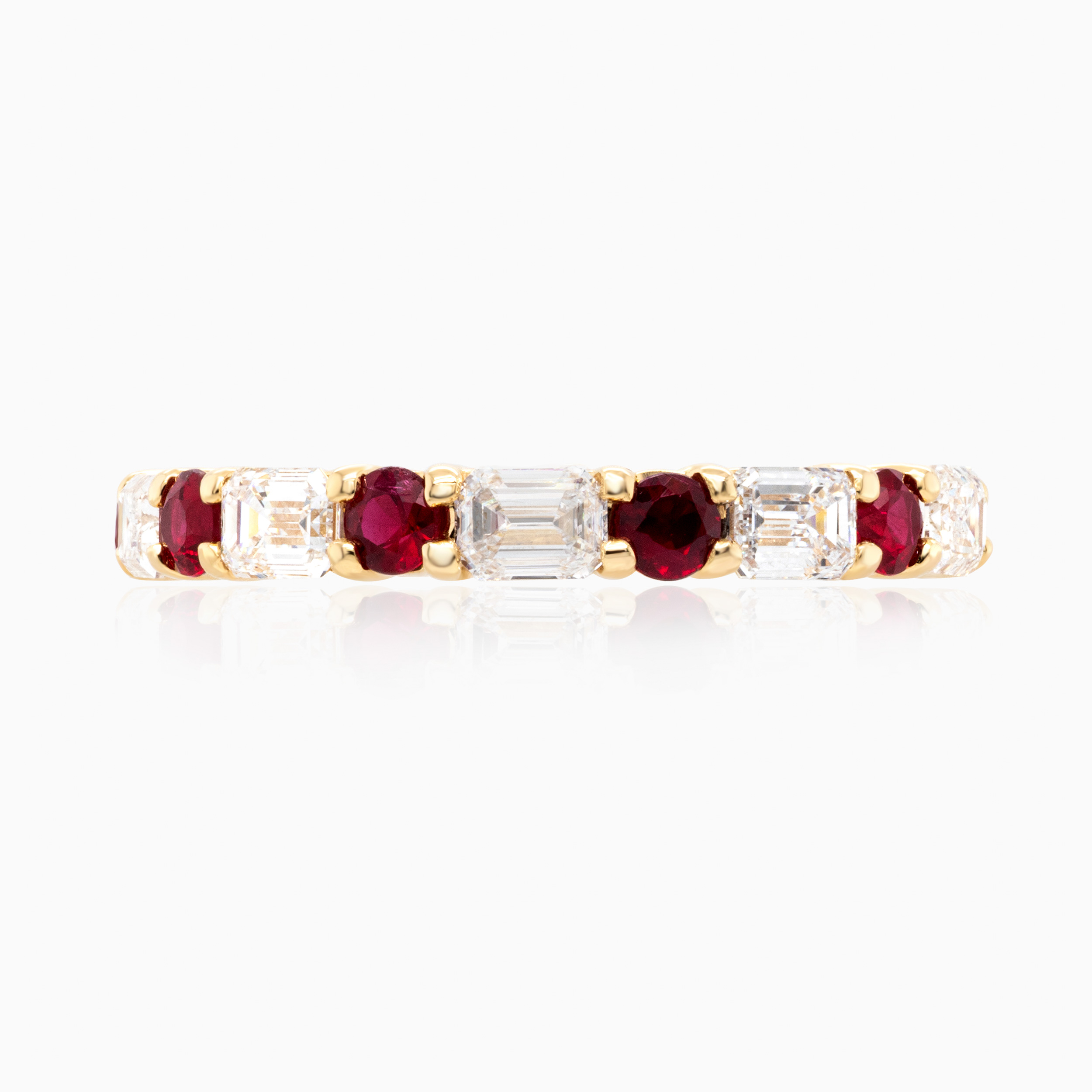 Mozambique Ruby & Lab-created Diamond Eternity Band, 14k Yellow Gold