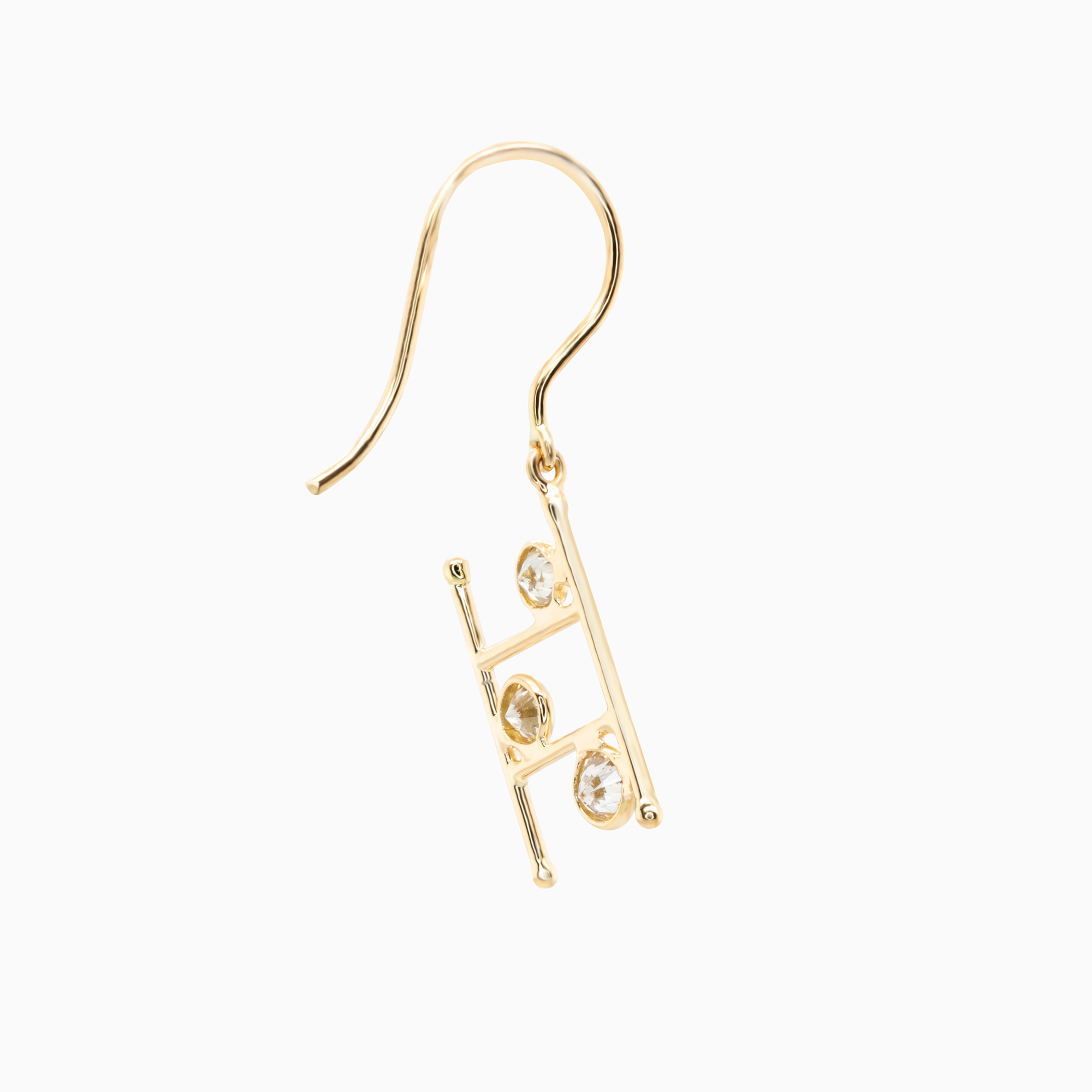 Natural Diamond Ladder Motif Dangle Earrings, 18k Yellow Gold