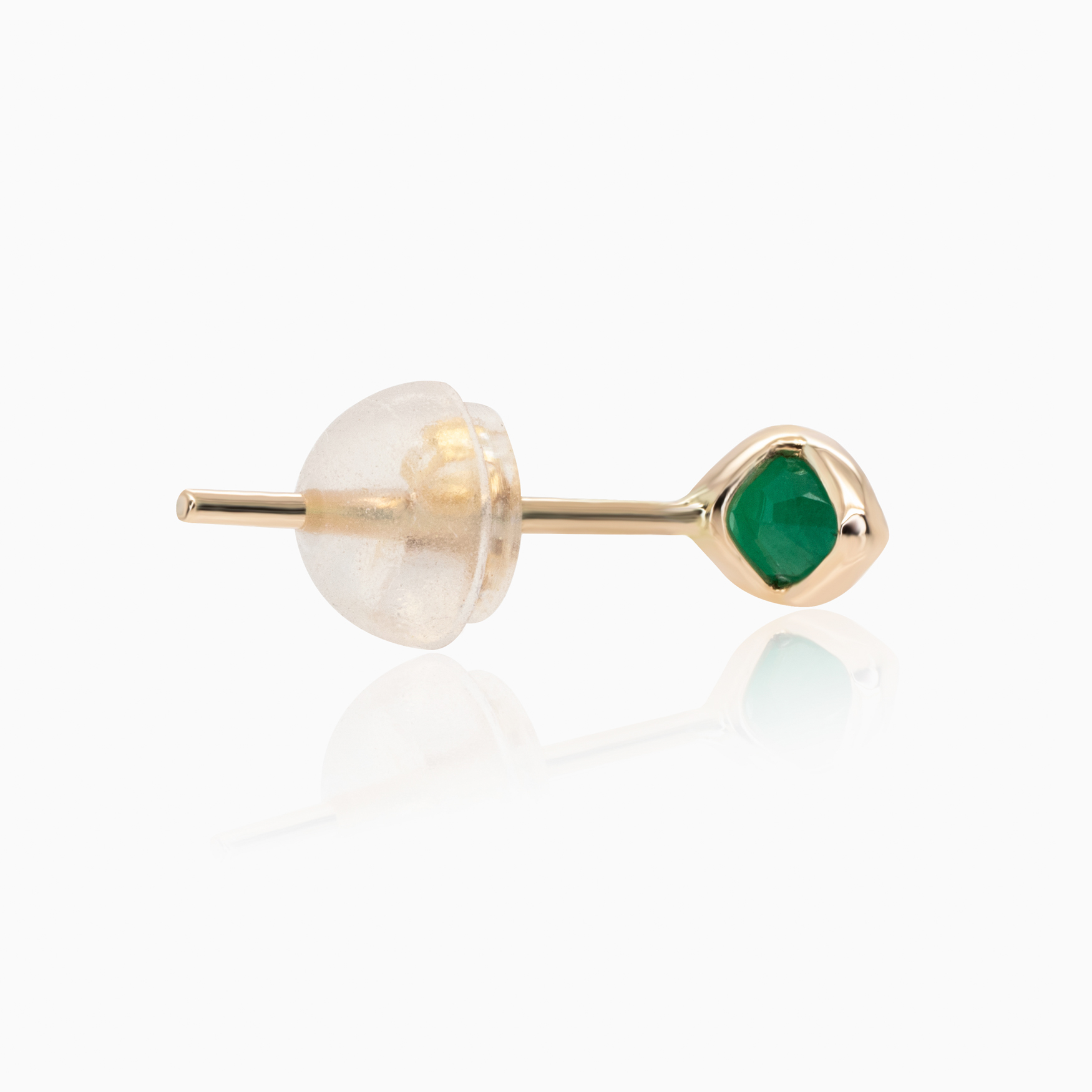 Natural Marquise Emerald Stud Earrings, 14k Yellow Gold