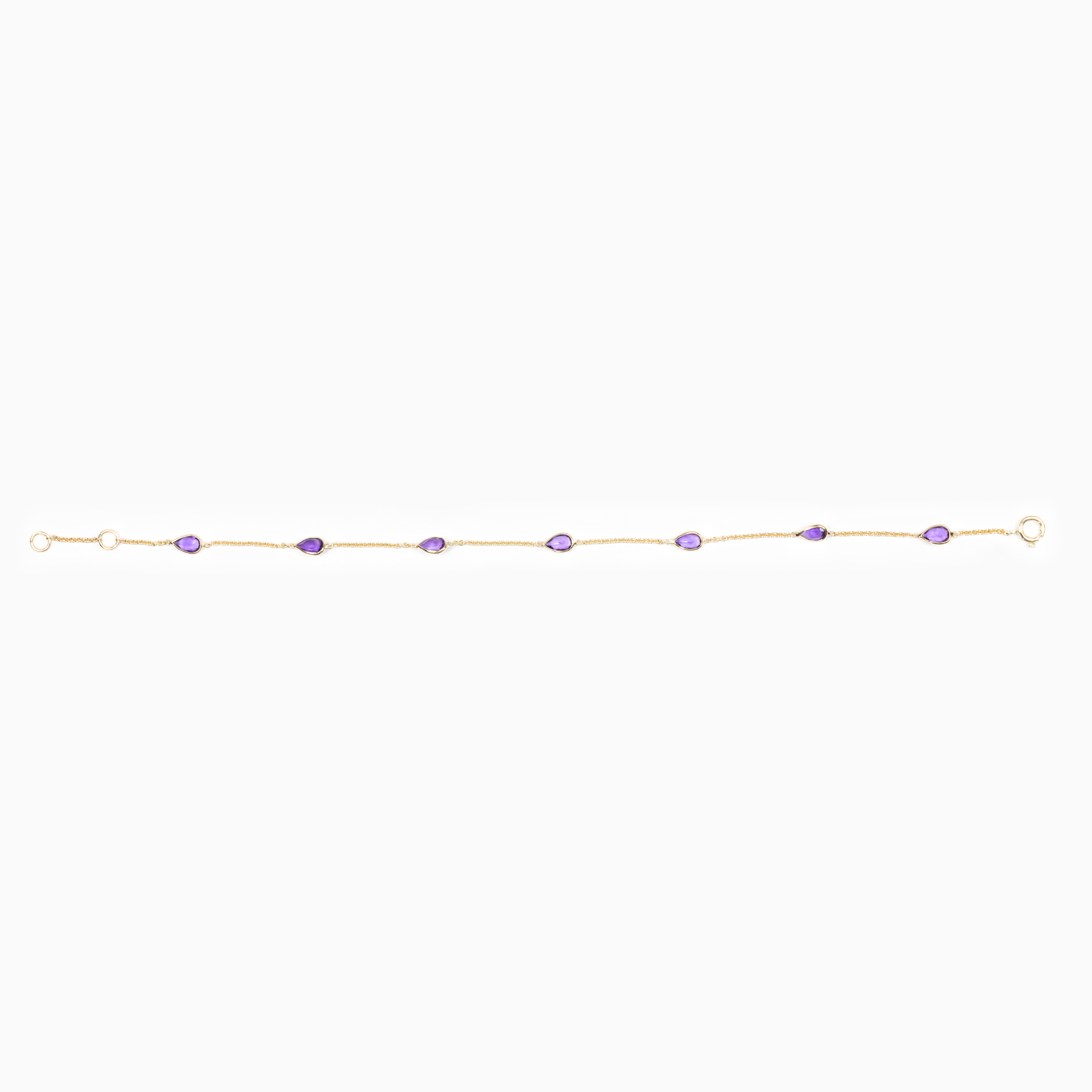 Natural Amethyst Station Bracelet, 14k Yellow Gold