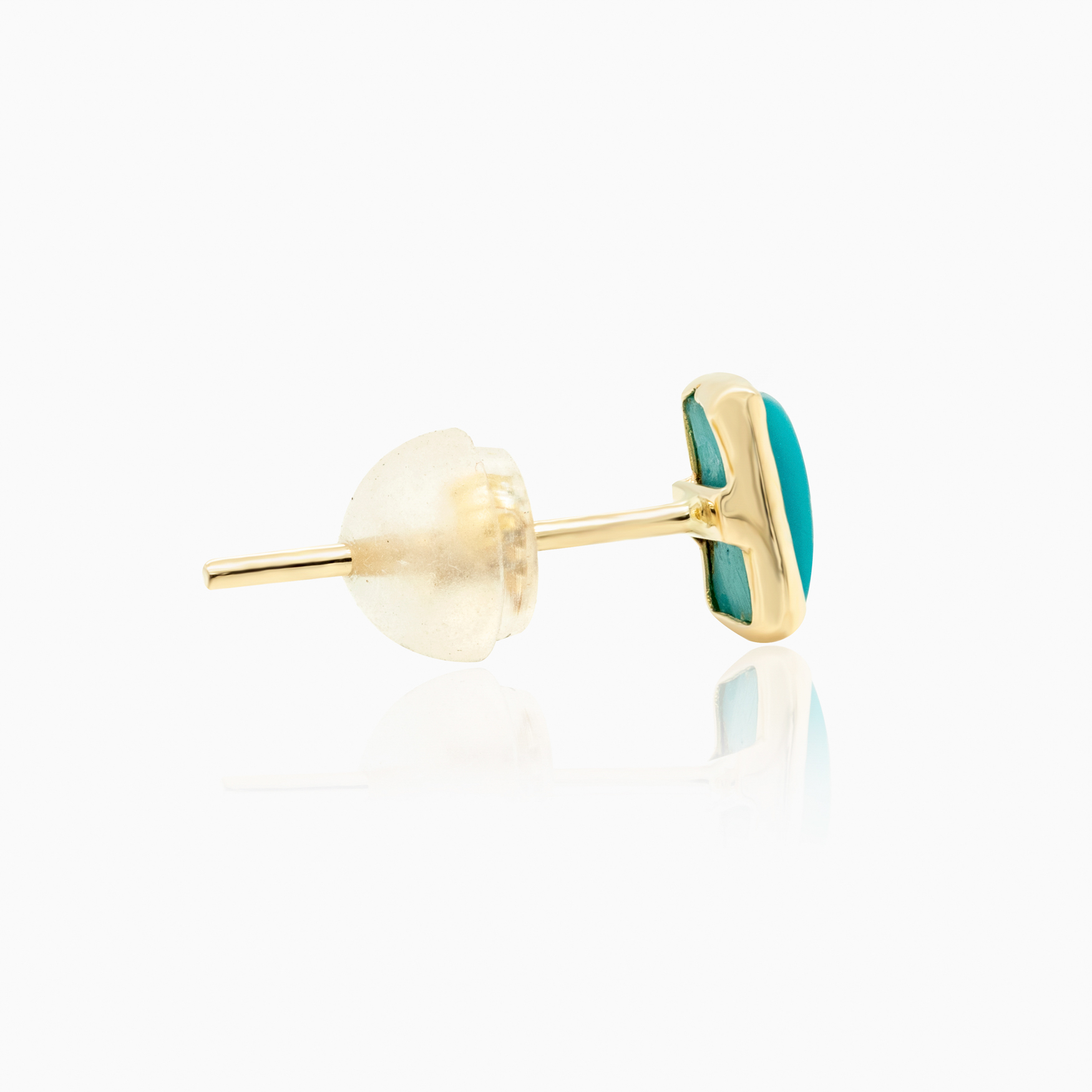 Natural Turquoise Stud Earrings, 14k Yellow Gold