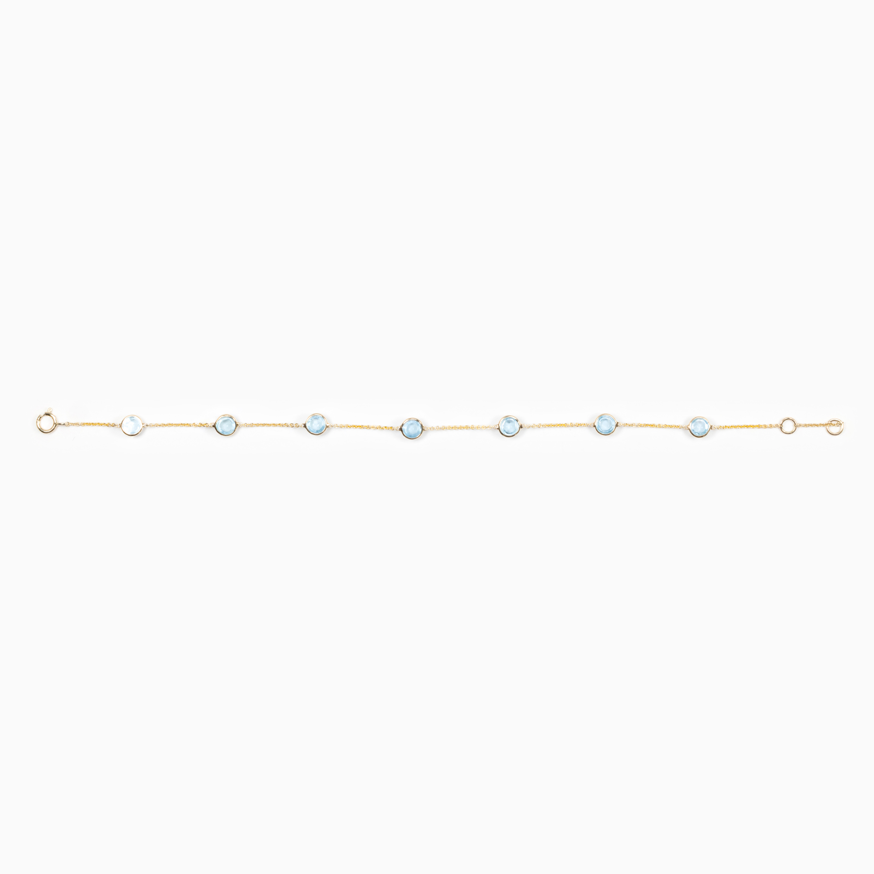 Natural Aquamarine Station Bracelet, 14k Yellow Gold
