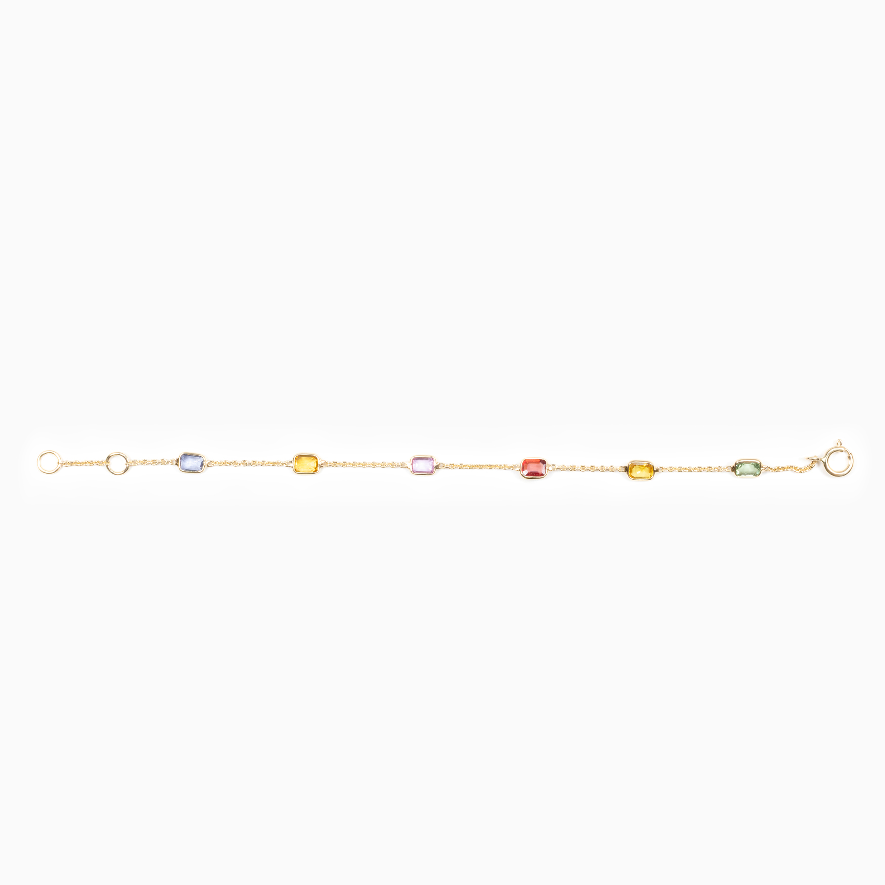 Multi-Color Natural Sapphire Youth Bracelet, 14k Yellow Gold
