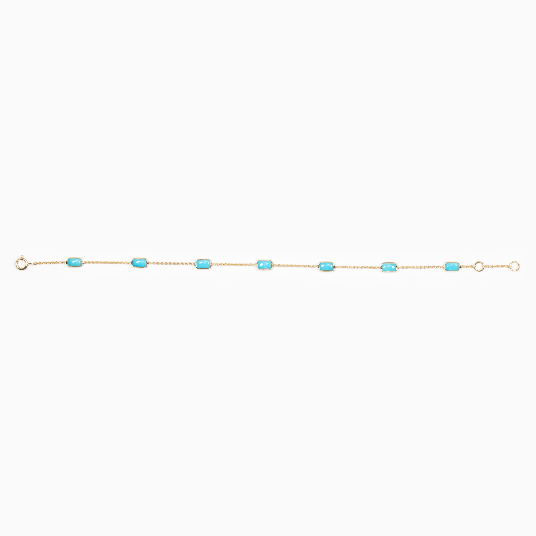 Natural Turquoise Station Bracelet, 14k Yellow Gold