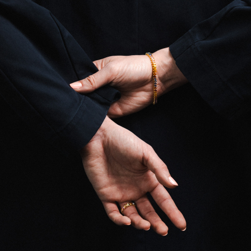 Multi-Color Natural Sapphire Link Bracelet, 14k Yellow Gold