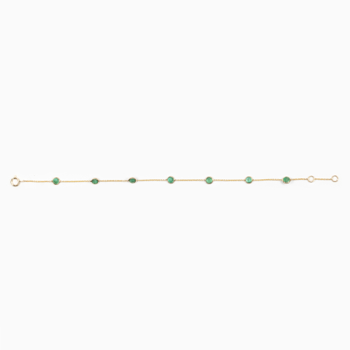 Natural Emerald Station Bracelet, 14k Yellow Gold