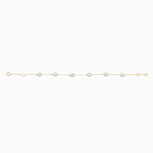 Natural Aquamarine Station Bracelet, 14k Yellow Gold