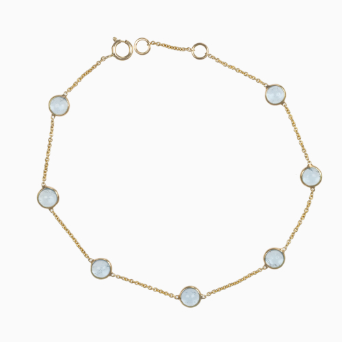Natural Aquamarine Station Bracelet, 14k Yellow Gold