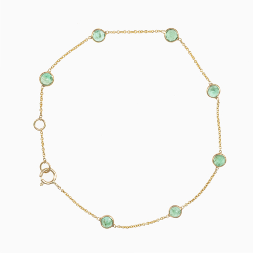 Natural Emerald Station Bracelet, 14k Yellow Gold