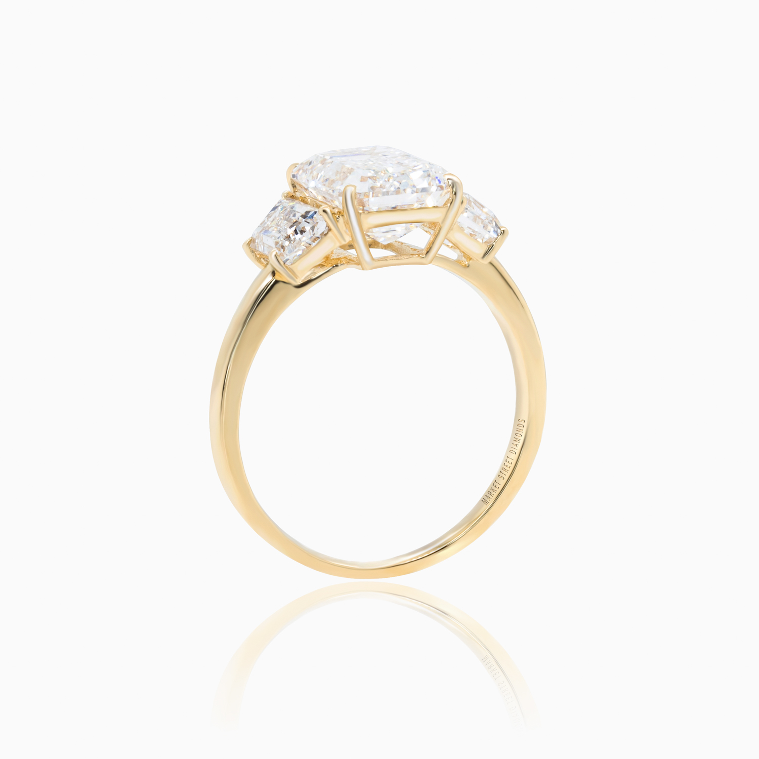 Three-Stone Diamond Engagement Ring, Lab-Grown, 18k Yellow Gold