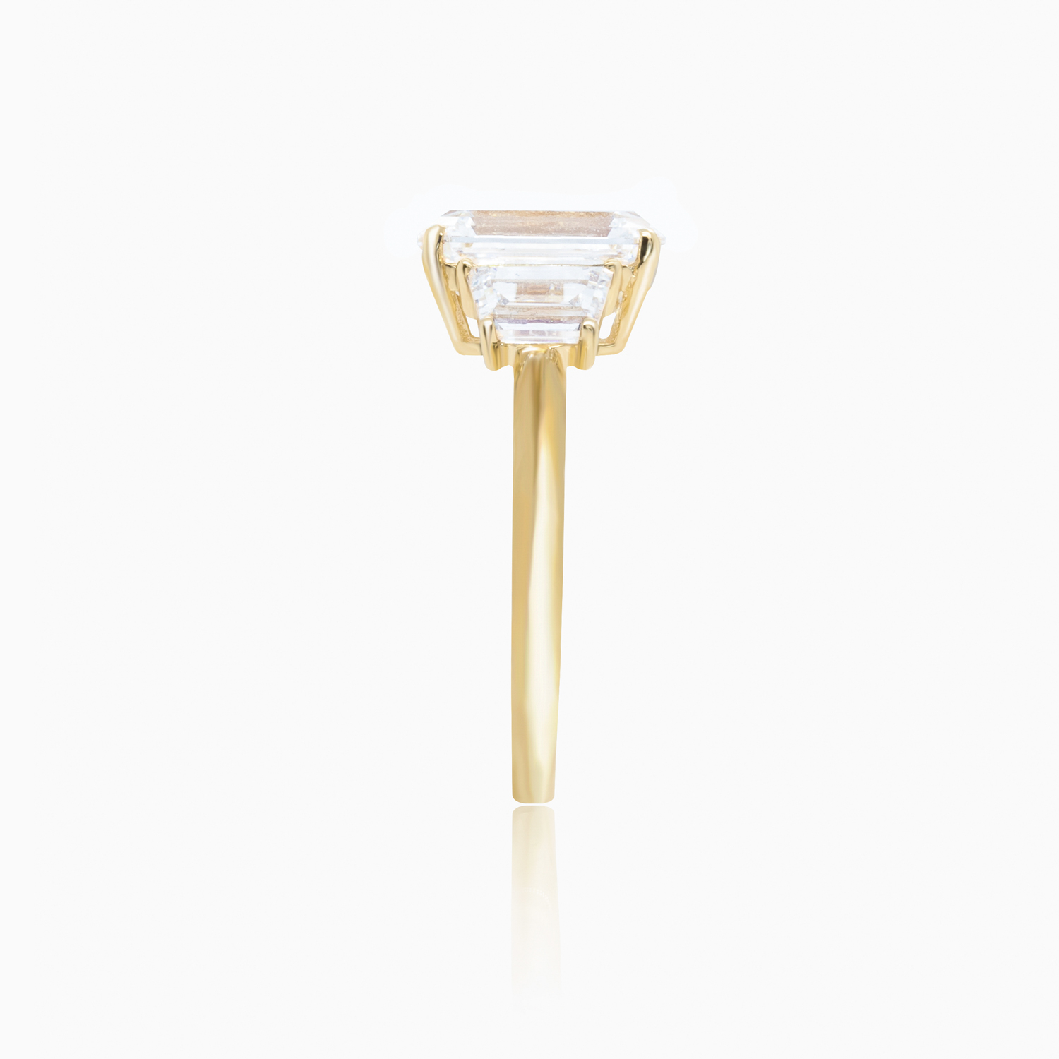 Three-Stone Diamond Engagement Ring, Lab-Grown, 18k Yellow Gold