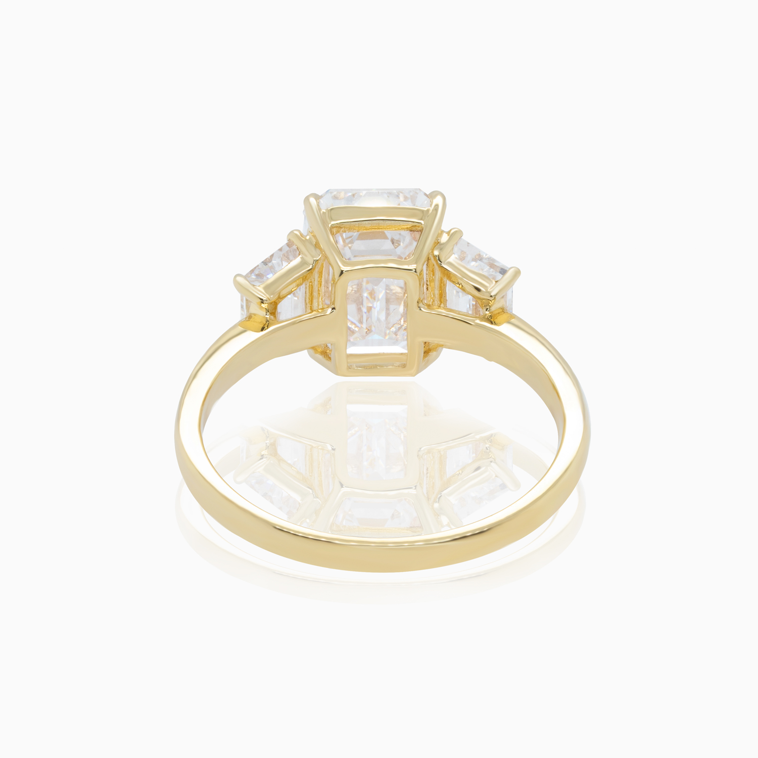 Three-Stone Diamond Engagement Ring, Lab-Grown, 18k Yellow Gold