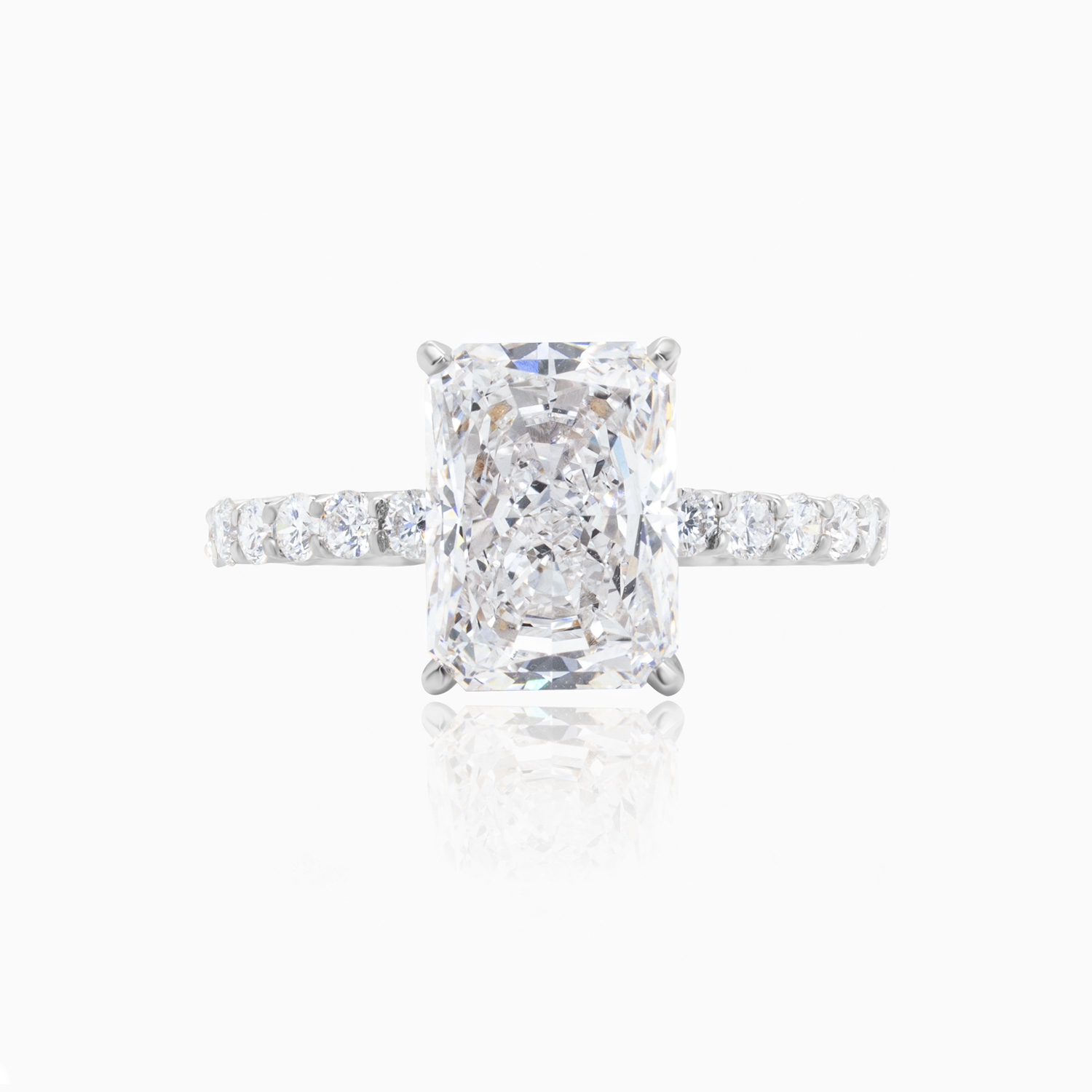 Hidden Halo Radiant-Cut Diamond Engagement Ring, Lab-Grown, 18k White Gold