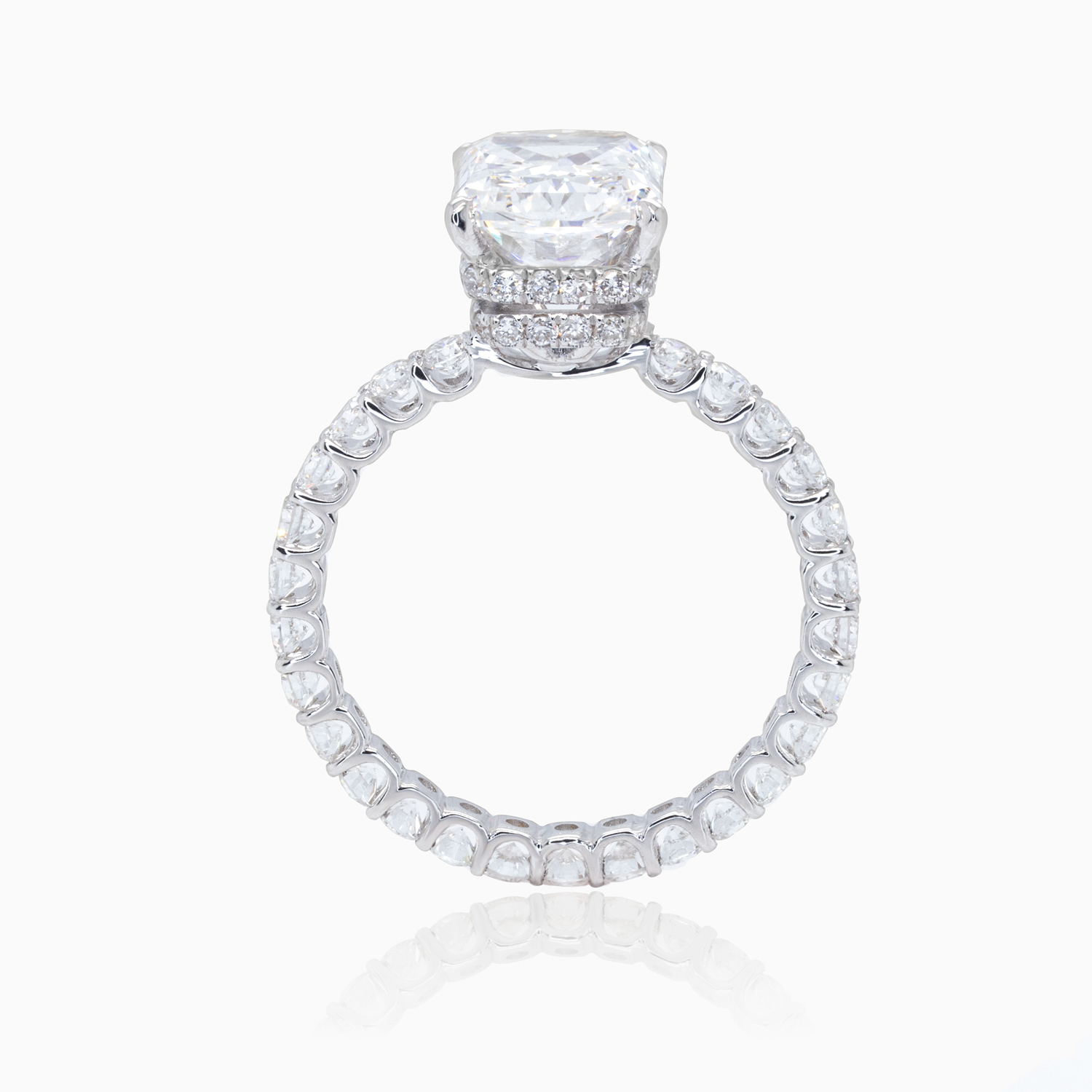 Hidden Halo Radiant-Cut Diamond Engagement Ring, Lab-Grown, 18k White Gold