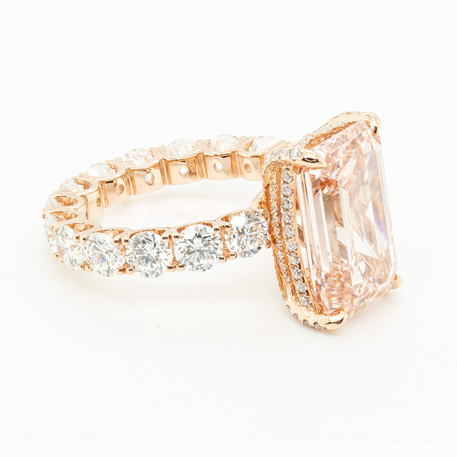 10-Carat Emerald-Cut Pink Natural Diamond Ring, 18k Rose Gold
