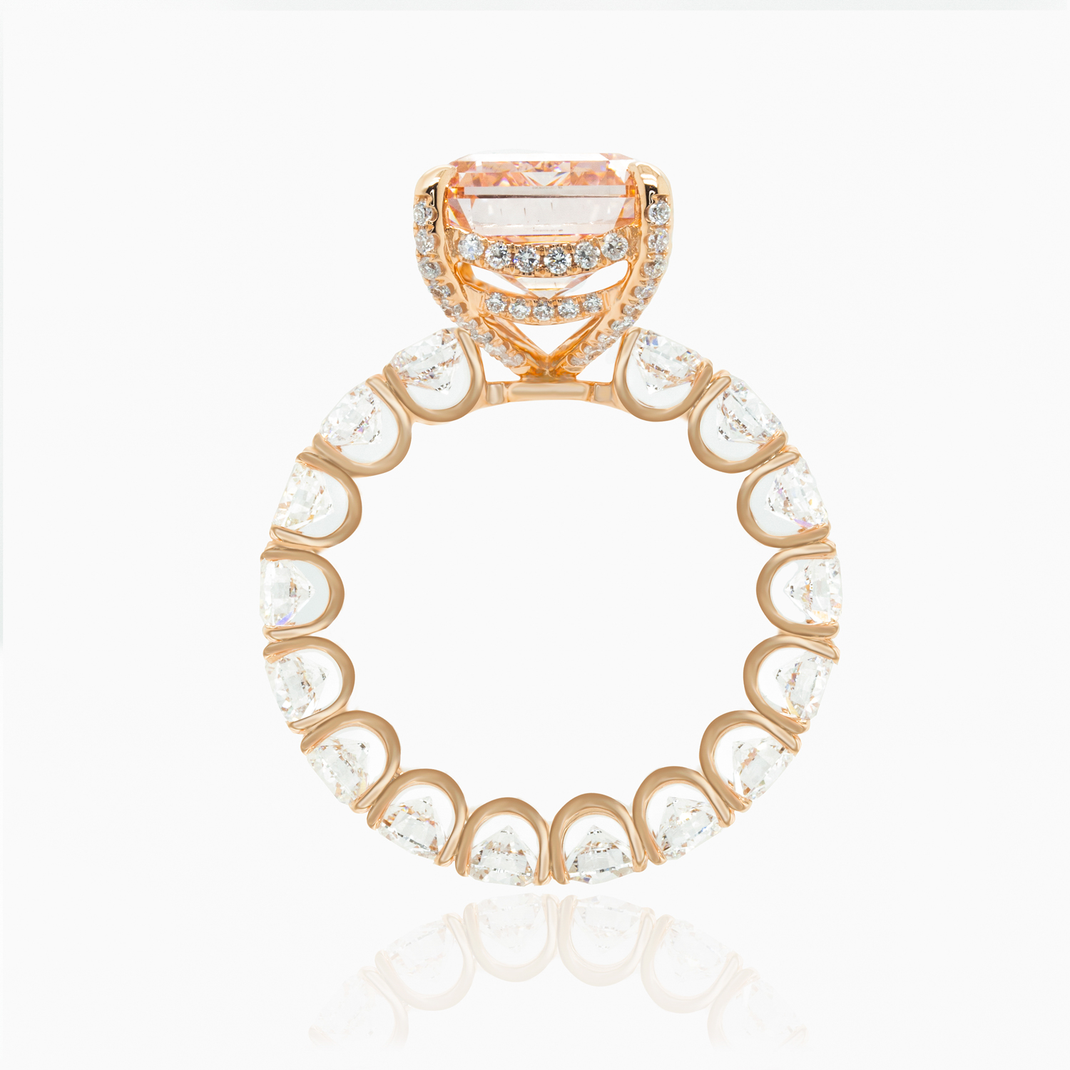 10-Carat Emerald-Cut Pink Natural Diamond Ring, 18k Rose Gold