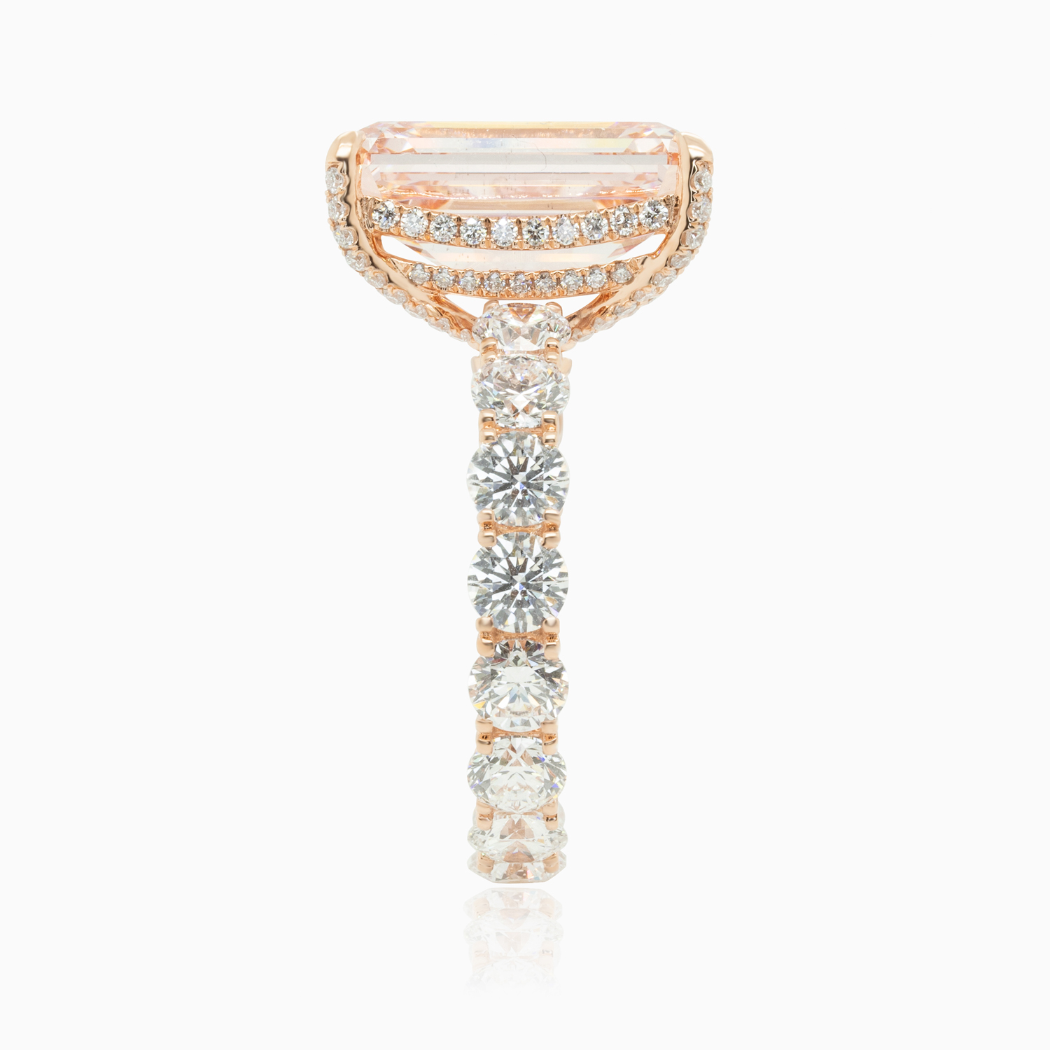 10-Carat Emerald-Cut Pink Natural Diamond Ring, 18k Rose Gold