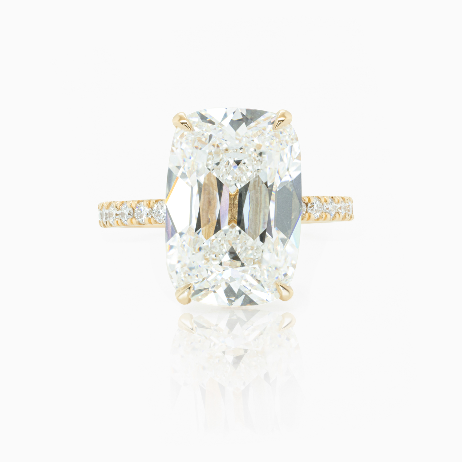 Dino Lonzano 6-Carat Vintage Cushion-Cut Natural Diamond Ring, 18k Yellow Gold