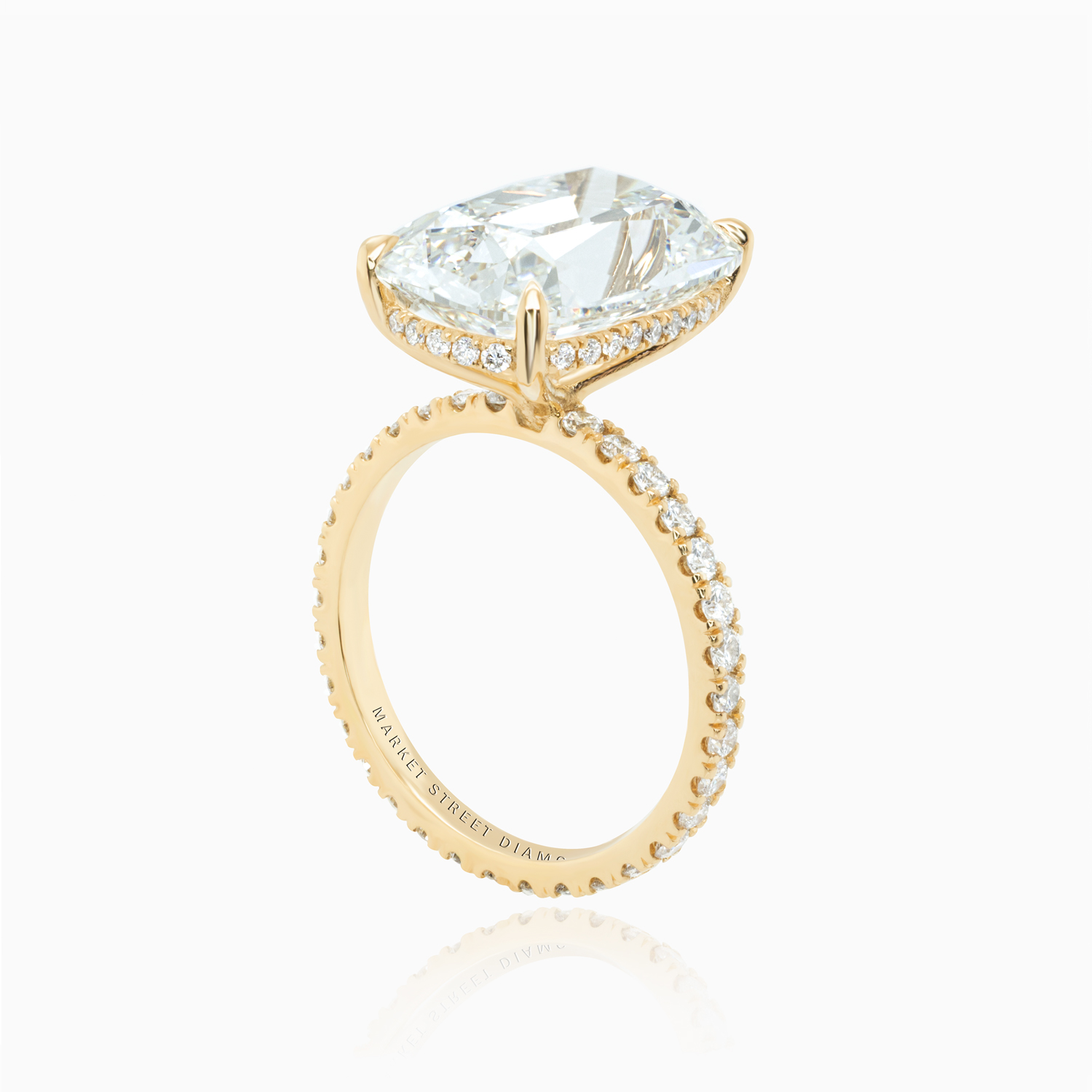 Dino Lonzano 6-Carat Vintage Cushion-Cut Natural Diamond Ring, 18k Yellow Gold