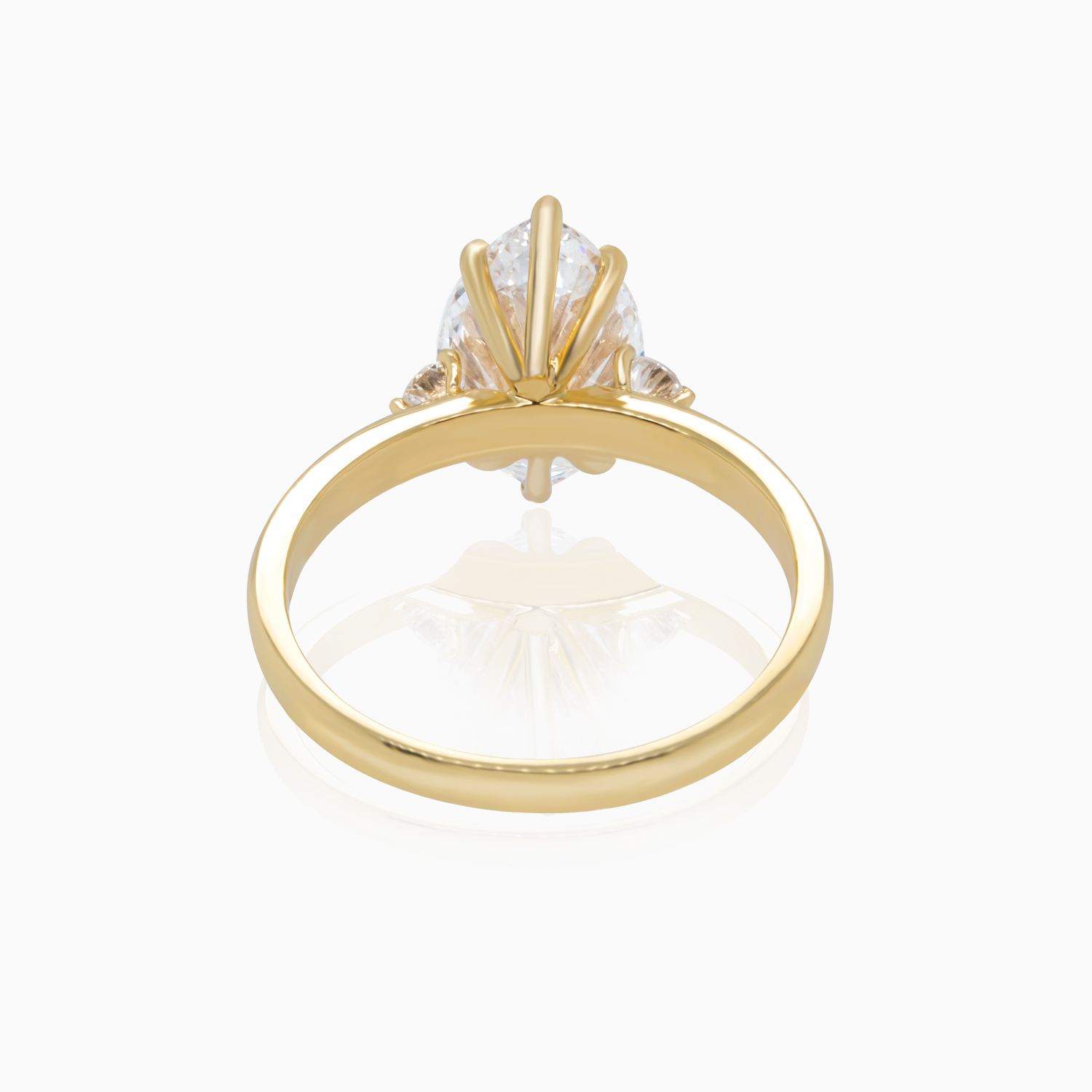 Marquise-Cut Diamond Modern Engagement Ring, Lab-Grown, 18k Yellow Gold