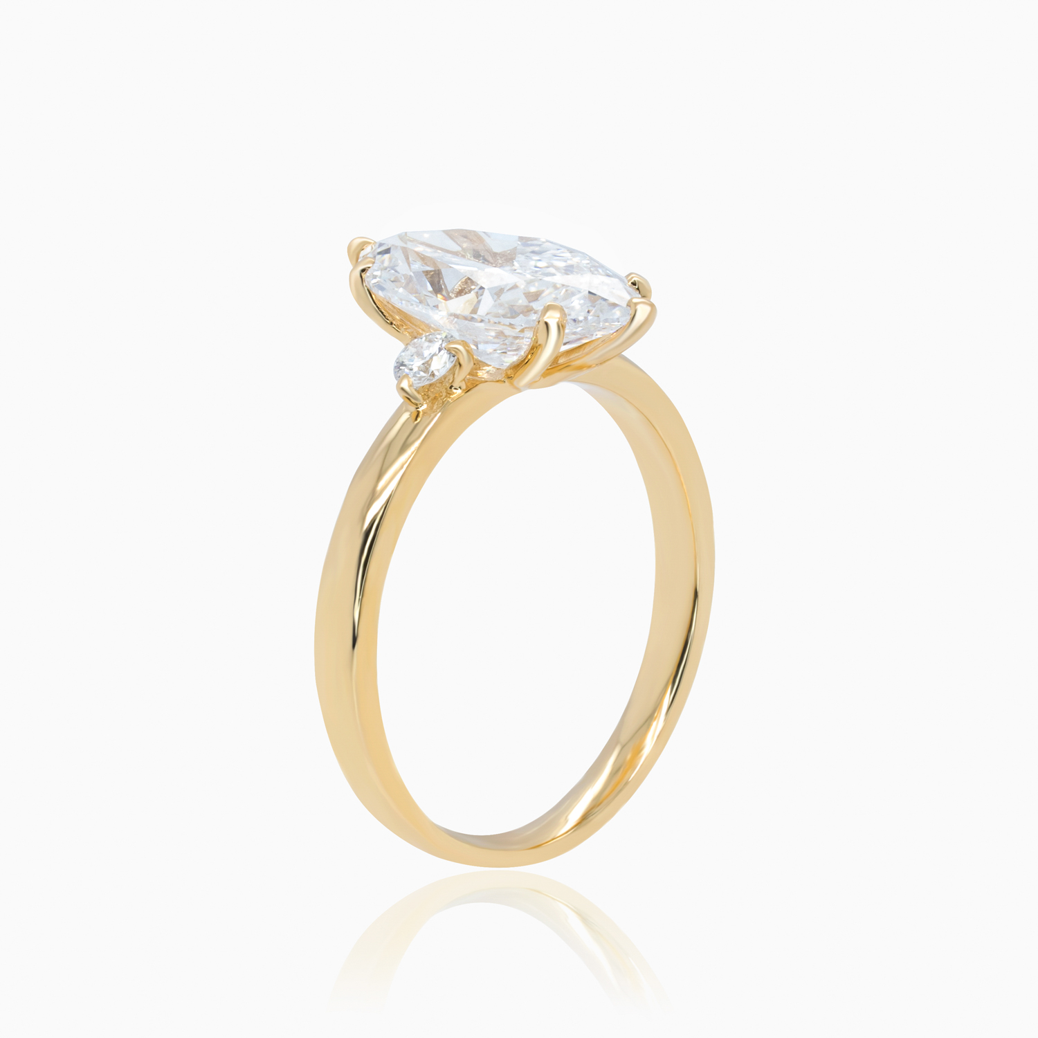 Marquise-Cut Diamond Modern Engagement Ring, Lab-Grown, 18k Yellow Gold