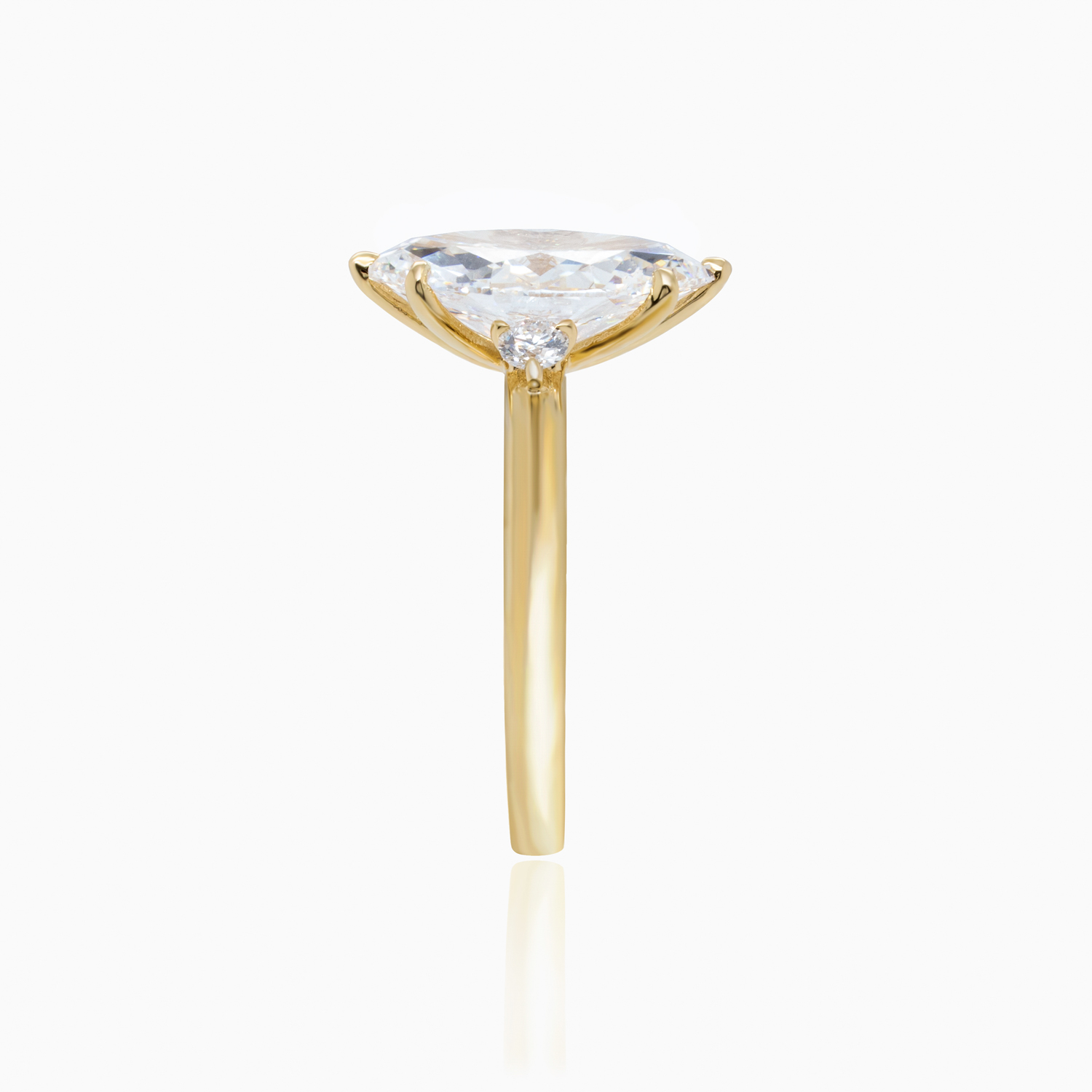 Marquise-Cut Diamond Modern Engagement Ring, Lab-Grown, 18k Yellow Gold