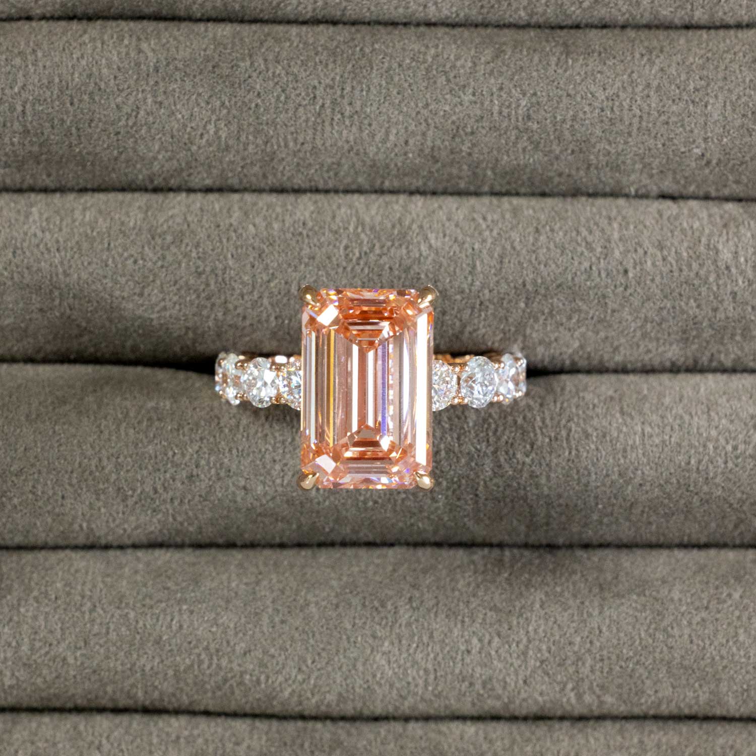 10-Carat Emerald-Cut Pink Natural Diamond Ring, 18k Rose Gold