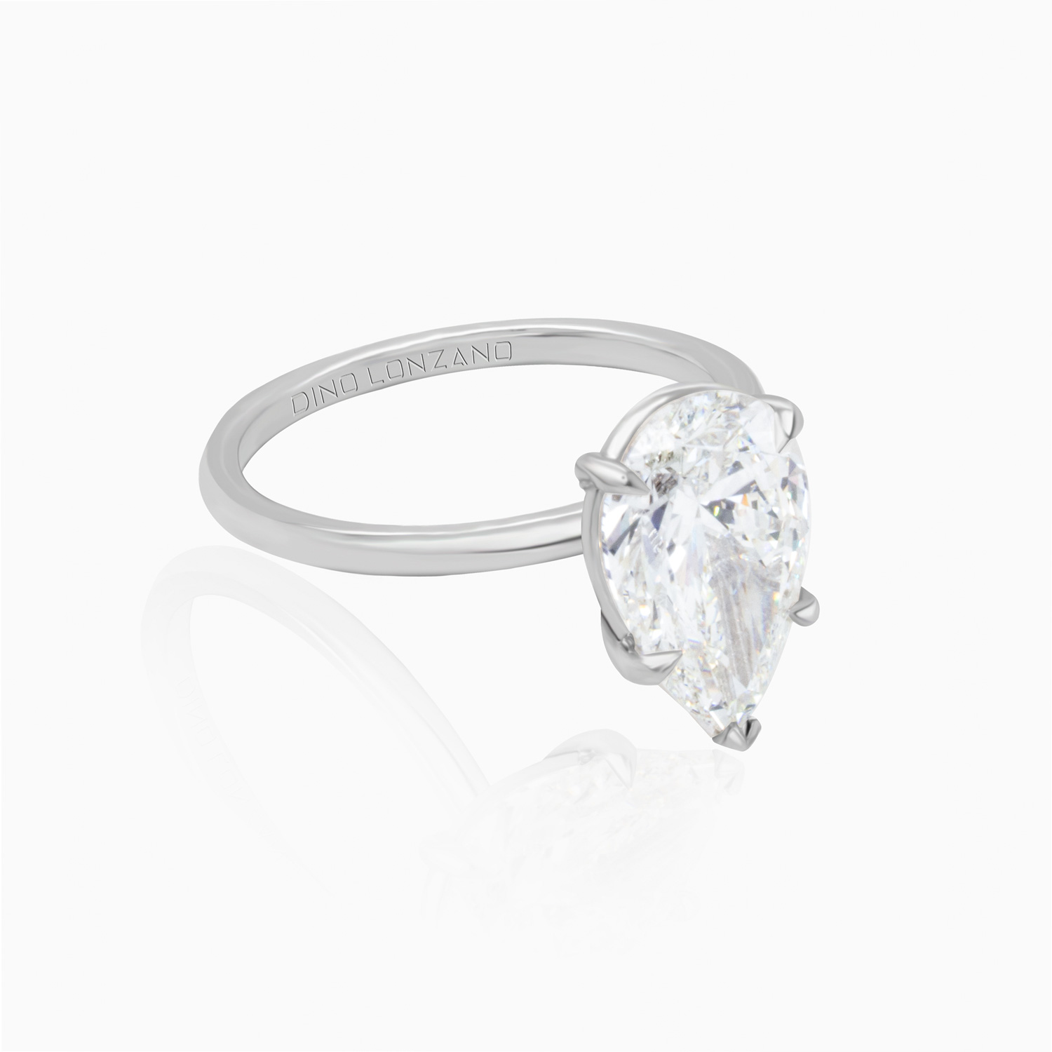 Dino Lonzano Pear Diamond Solitaire Engagement Ring, 3-Carat, Lab-Grown