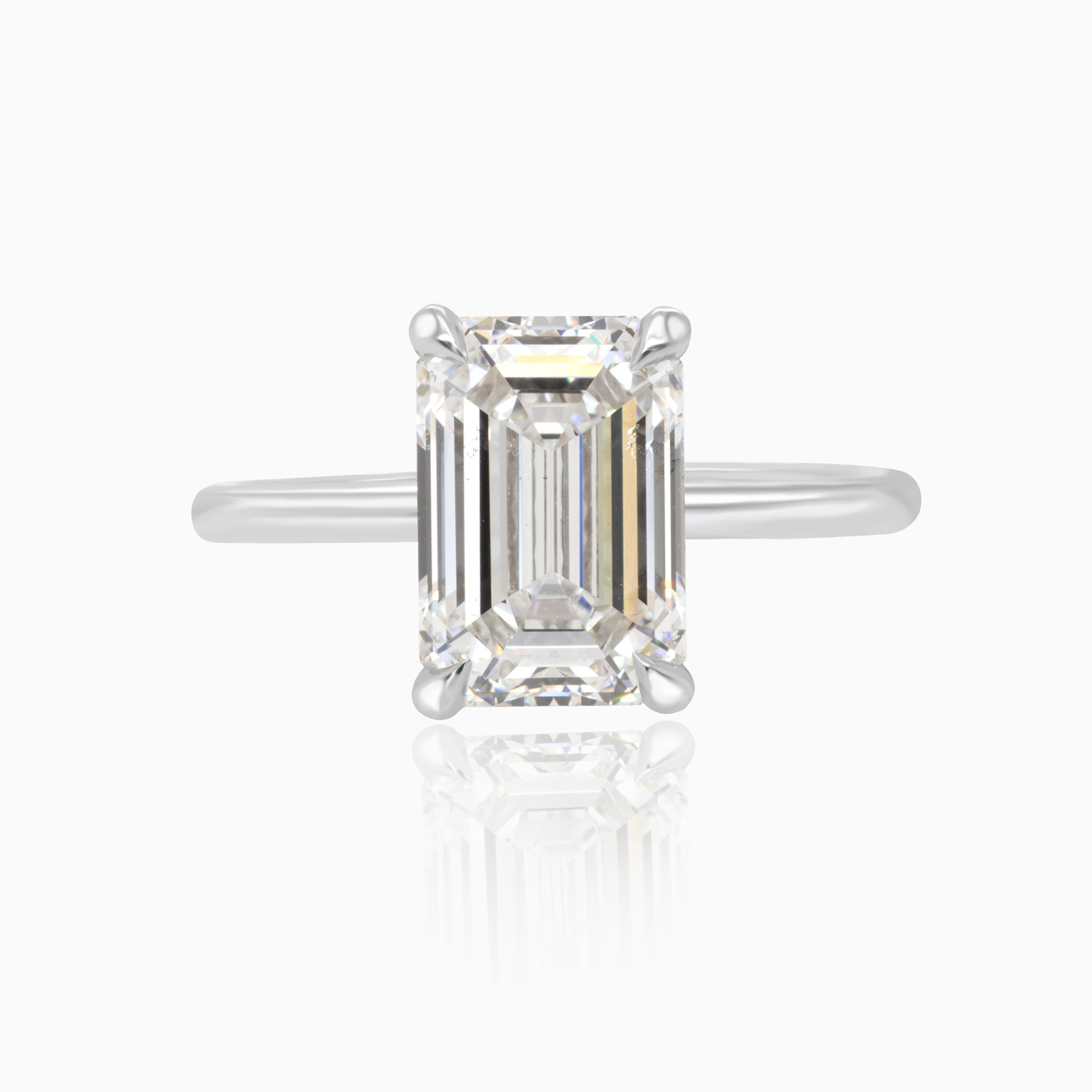 Emerald-Cut Diamond Hidden Halo Engagement Ring, 3-Carat, Lab-Grown