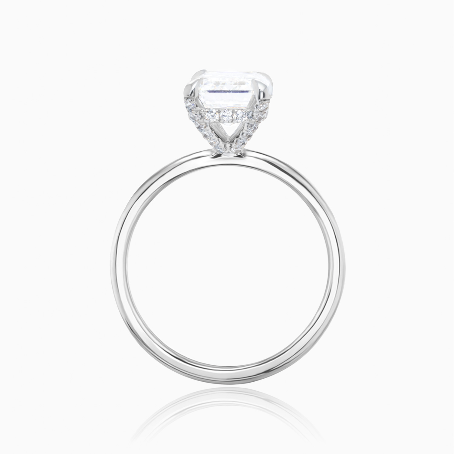 Emerald-Cut Diamond Hidden Halo Engagement Ring, 3-Carat, Lab-Grown