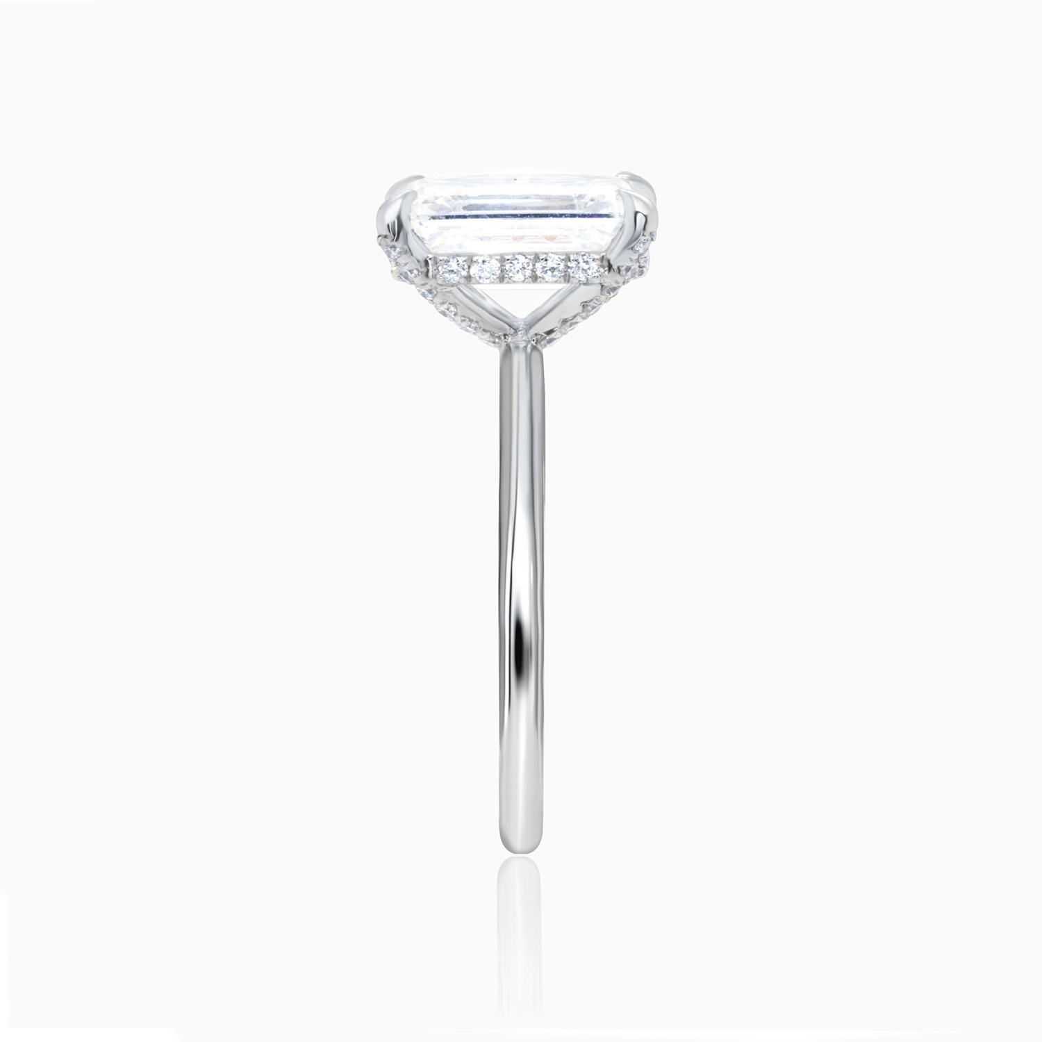 Emerald-Cut Diamond Hidden Halo Engagement Ring, 3-Carat, Lab-Grown