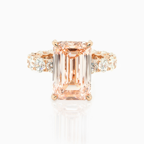 10-Carat Emerald-Cut Pink Natural Diamond Ring, 18k Rose Gold