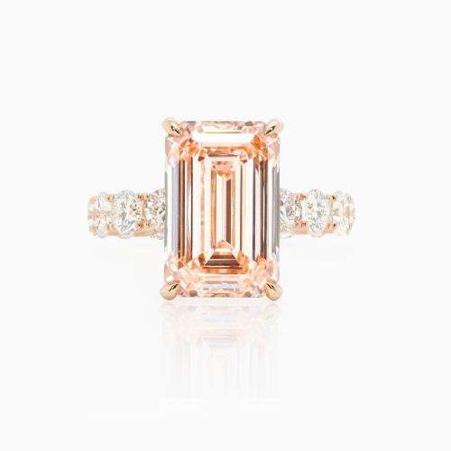 10-Carat Emerald-Cut Pink Natural Diamond Ring, 18k Rose Gold