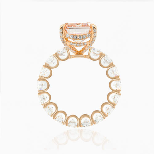 10-Carat Emerald-Cut Pink Natural Diamond Ring, 18k Rose Gold