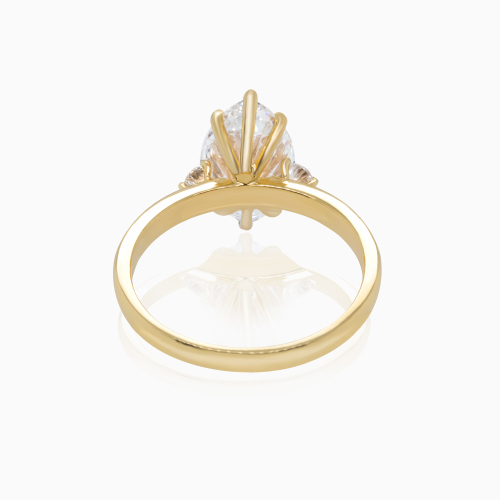 Marquise-Cut Diamond Modern Engagement Ring, Lab-Grown, 18k Yellow Gold
