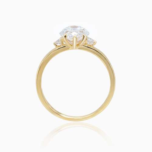 Marquise-Cut Diamond Modern Engagement Ring, Lab-Grown, 18k Yellow Gold