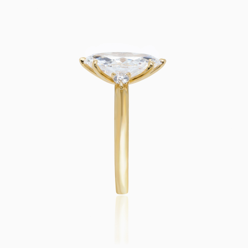 Marquise-Cut Diamond Modern Engagement Ring, Lab-Grown, 18k Yellow Gold