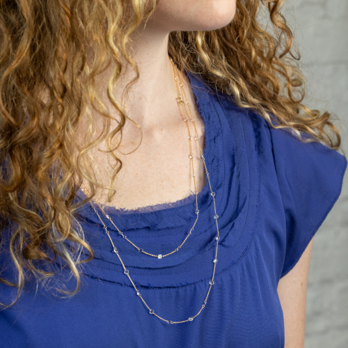 10.65-Carat Vintage-Cut Natural Diamond Opera Necklace, 18k Yellow Gold