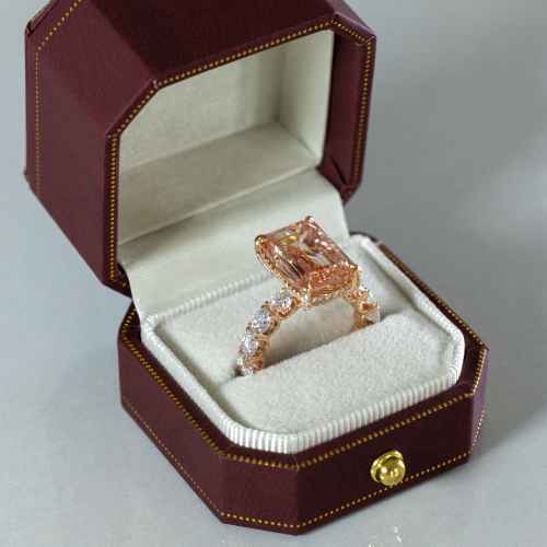 10-Carat Emerald-Cut Pink Natural Diamond Ring, 18k Rose Gold