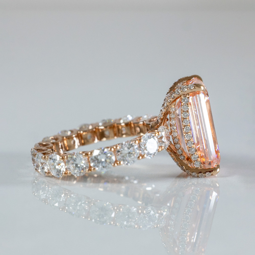 10-Carat Emerald-Cut Pink Natural Diamond Ring, 18k Rose Gold
