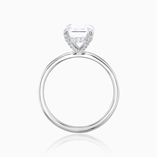 Emerald-Cut Diamond Hidden Halo Engagement Ring, 3-Carat, Lab-Grown