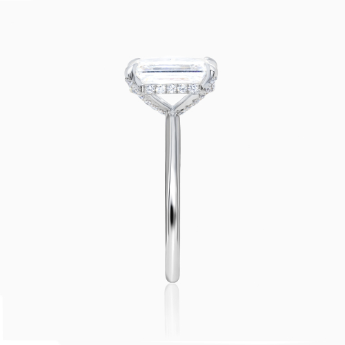 Emerald-Cut Diamond Hidden Halo Engagement Ring, 3-Carat, Lab-Grown