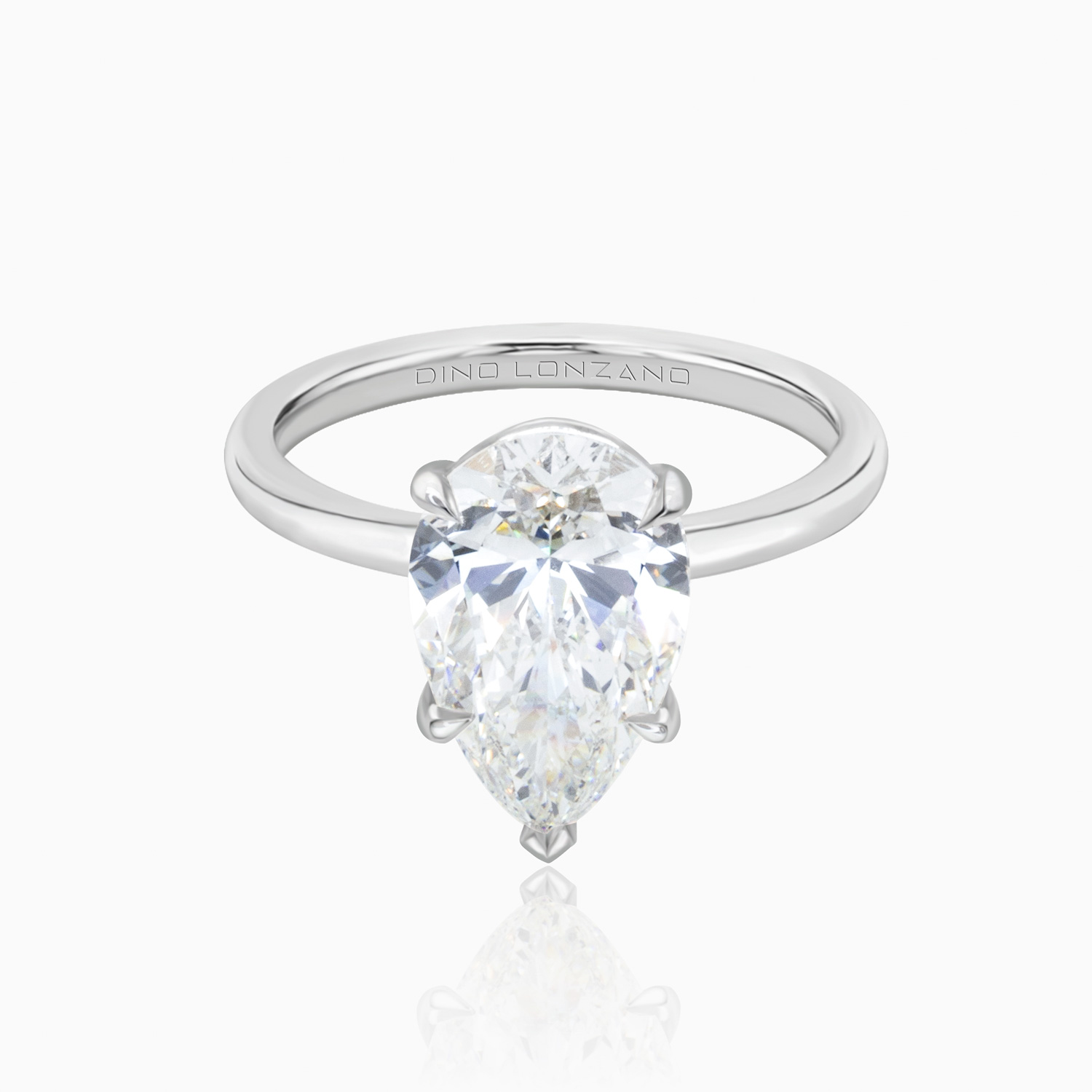 Dino Lonzano Pear Diamond Solitaire Engagement Ring, 3-Carat, Lab-Grown