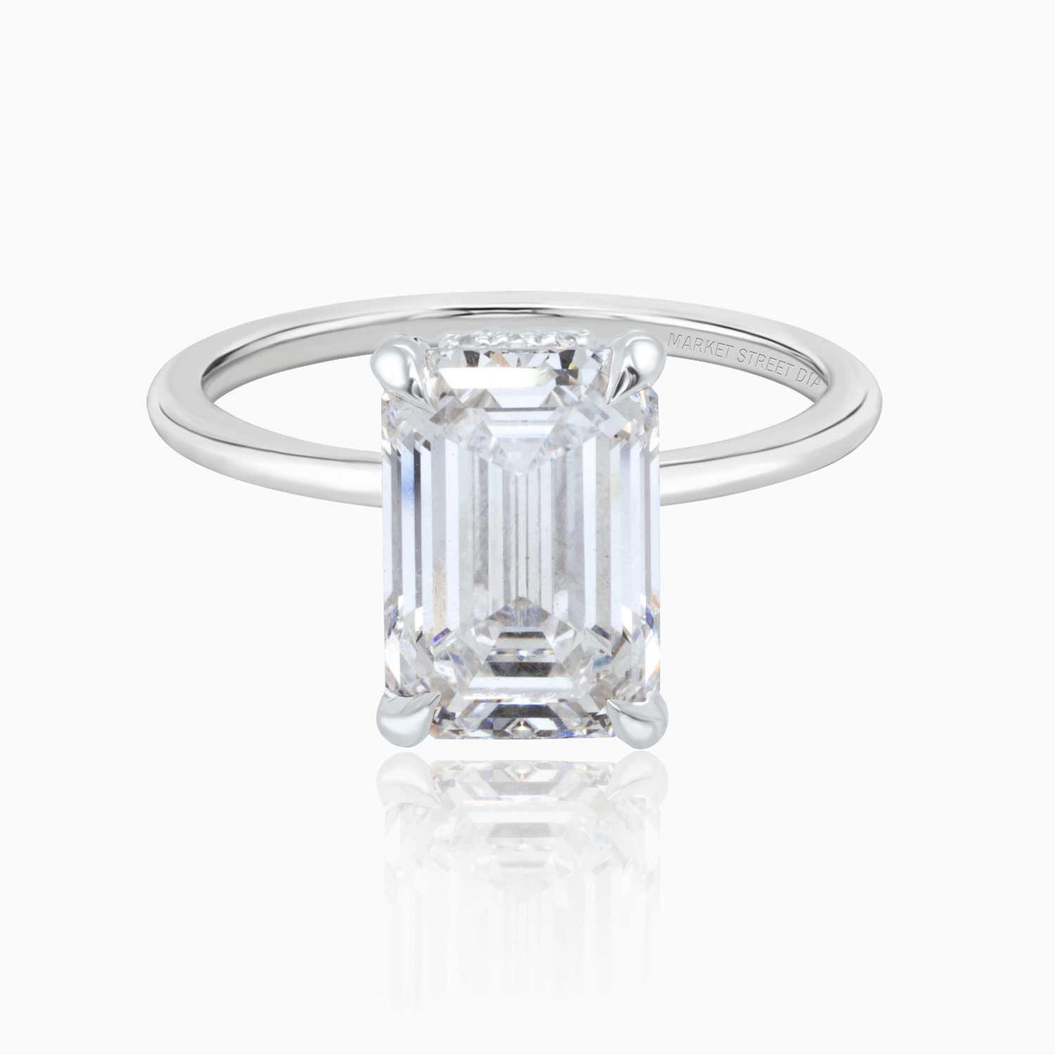 Emerald-Cut Diamond Hidden Halo Engagement Ring, 3-Carat, Lab-Grown