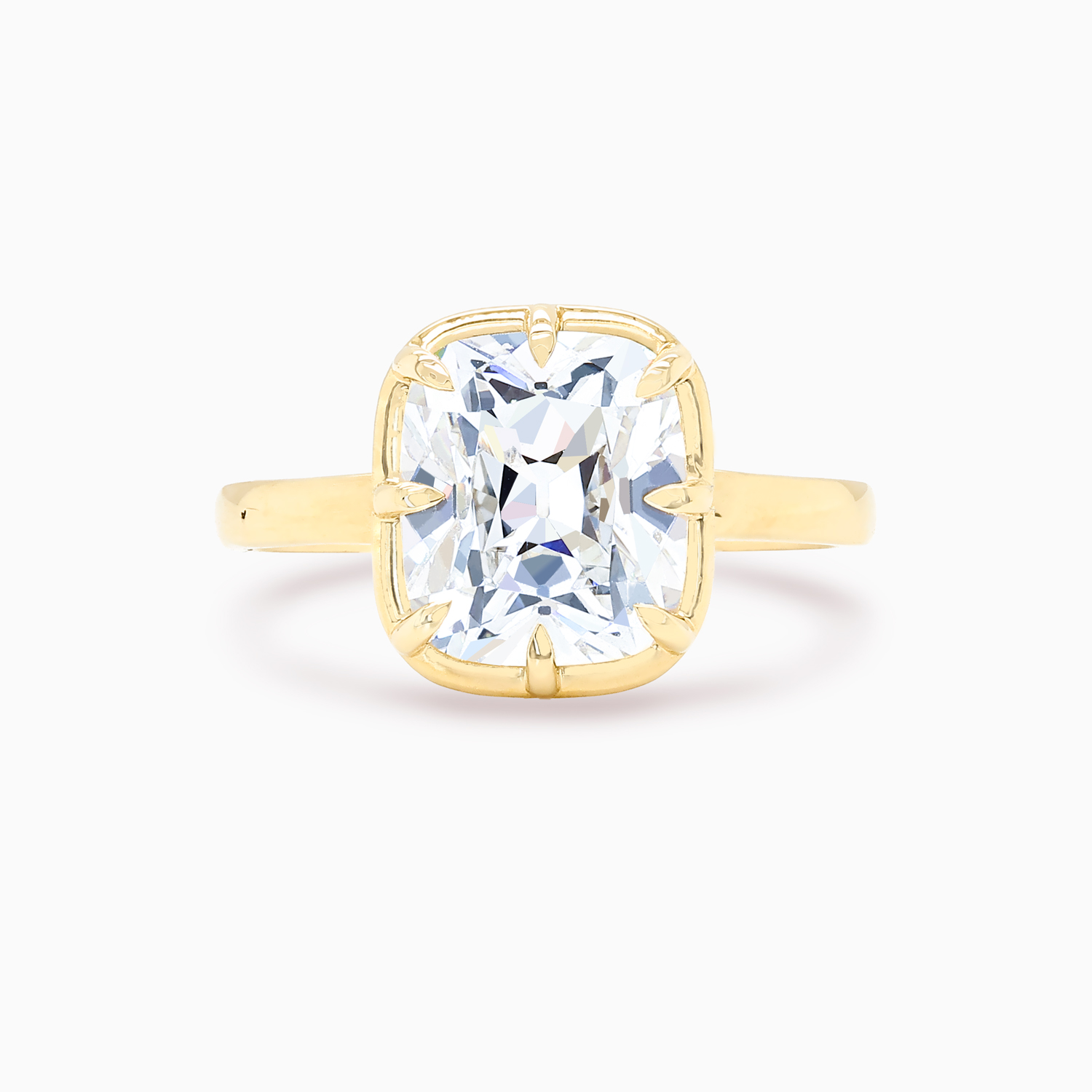 Vintage Cushion-Cut Diamond Hidden Halo Engagement Ring,  Lab-Grown, 14k Gold