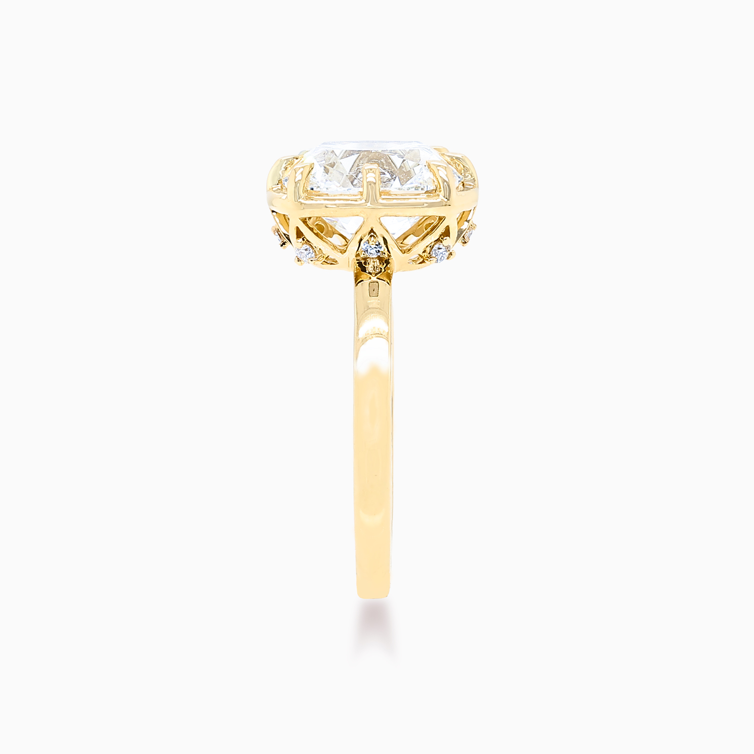 Vintage Cushion-Cut Diamond Hidden Halo Engagement Ring,  Lab-Grown, 14k Gold